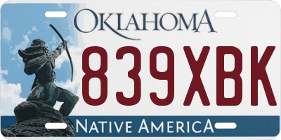 OK license plate 839XBK