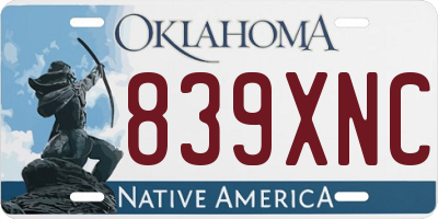 OK license plate 839XNC