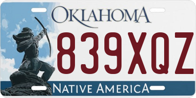 OK license plate 839XQZ