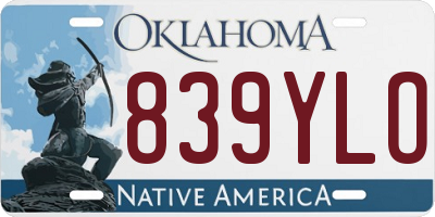 OK license plate 839YLO