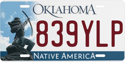 OK license plate 839YLP