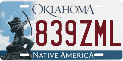 OK license plate 839ZML