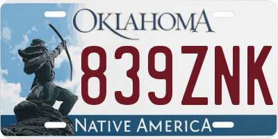 OK license plate 839ZNK