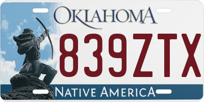 OK license plate 839ZTX