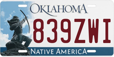 OK license plate 839ZWI