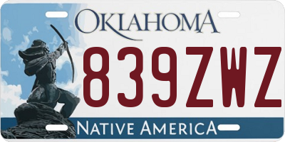 OK license plate 839ZWZ