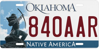 OK license plate 840AAR