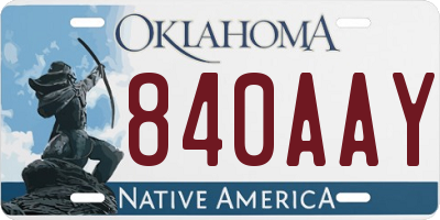 OK license plate 840AAY