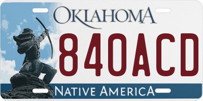 OK license plate 840ACD