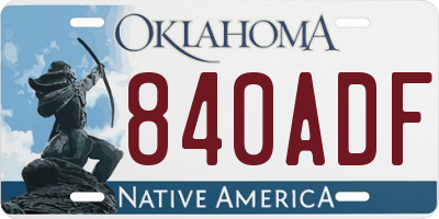 OK license plate 840ADF