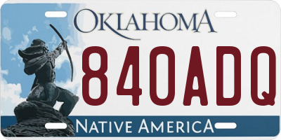OK license plate 840ADQ
