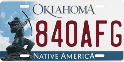 OK license plate 840AFG