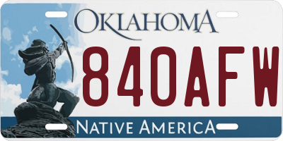 OK license plate 840AFW