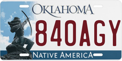 OK license plate 840AGY