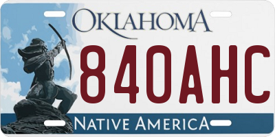 OK license plate 840AHC