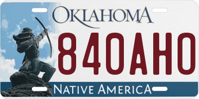OK license plate 840AHO