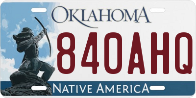OK license plate 840AHQ