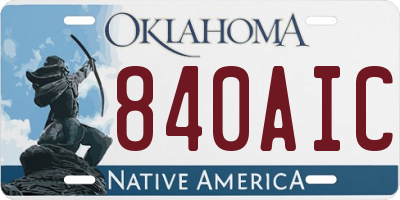 OK license plate 840AIC