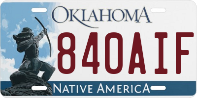 OK license plate 840AIF