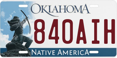 OK license plate 840AIH