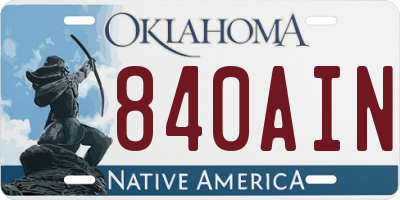 OK license plate 840AIN