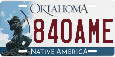 OK license plate 840AME