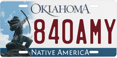 OK license plate 840AMY