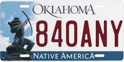 OK license plate 840ANY