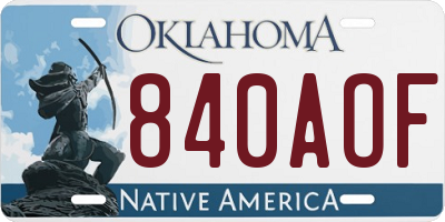 OK license plate 840AOF