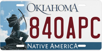 OK license plate 840APC