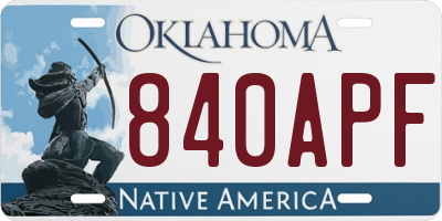 OK license plate 840APF