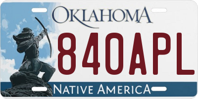 OK license plate 840APL