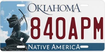 OK license plate 840APM