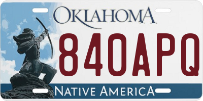 OK license plate 840APQ