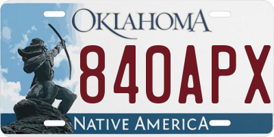 OK license plate 840APX