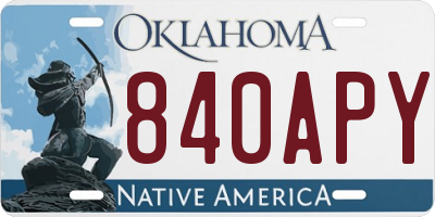 OK license plate 840APY