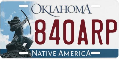 OK license plate 840ARP