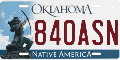 OK license plate 840ASN