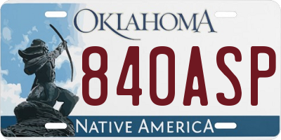OK license plate 840ASP