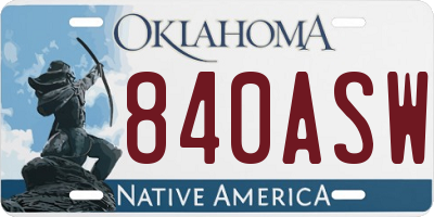 OK license plate 840ASW