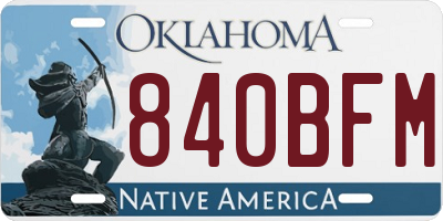 OK license plate 840BFM