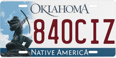 OK license plate 840CIZ