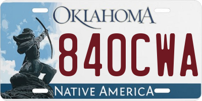 OK license plate 840CWA