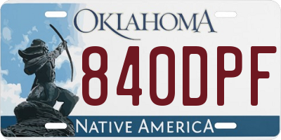 OK license plate 840DPF