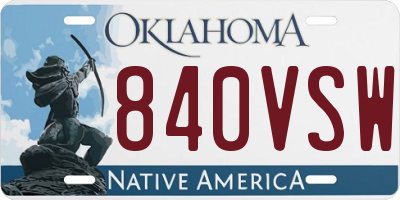 OK license plate 840VSW
