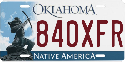 OK license plate 840XFR