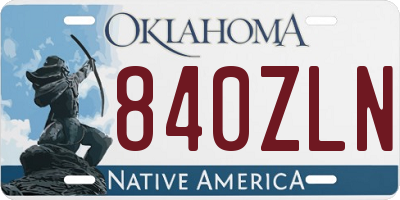 OK license plate 840ZLN