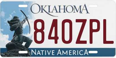 OK license plate 840ZPL