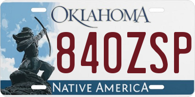 OK license plate 840ZSP