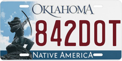 OK license plate 842DOT